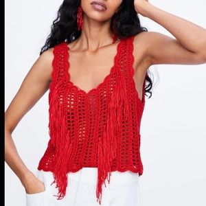 Zara fringe crochet top
